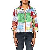 MULTIPLES Womens Turn-up Cuff Three Quarters Sleeve Button Front High-Low Shirt