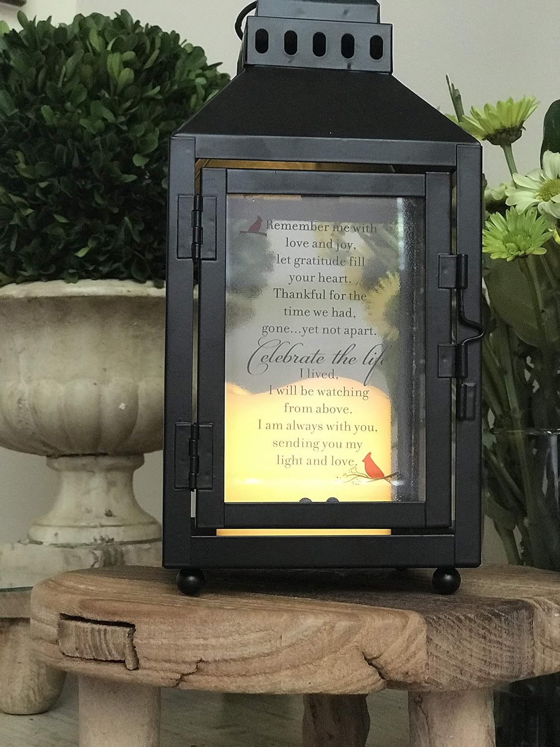 Celebration of Life Memorial Lantern with Flickering LED Candle-Thoughtful Bereavement/Sympathy Gift for Loss of Loved One (Black): Home & Kitchen