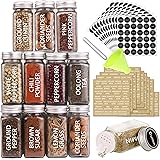 SWOMMOLY 36 Glass Spice Jars with 703 Spice Labels, Empty Square Spice Bottles 4 oz with Pour/Sift Shaker Lid, Airtight Cap, 