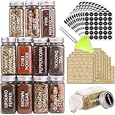 SWOMMOLY 36 Glass Spice Jars with 703 Spice Labels, Empty Square Spice Bottles 4 oz with Pour/Sift Shaker Lid, Airtight Cap, 