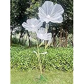 Jxcnkiy Giant Flowers for Decoration, Indoor/Outdoor Wedding Decorations for Reception, 5.6 Ft Big Artificial Silk Flower for Home/Office/Living Room/Wedding Ceremony Party/Birthday Party (White)