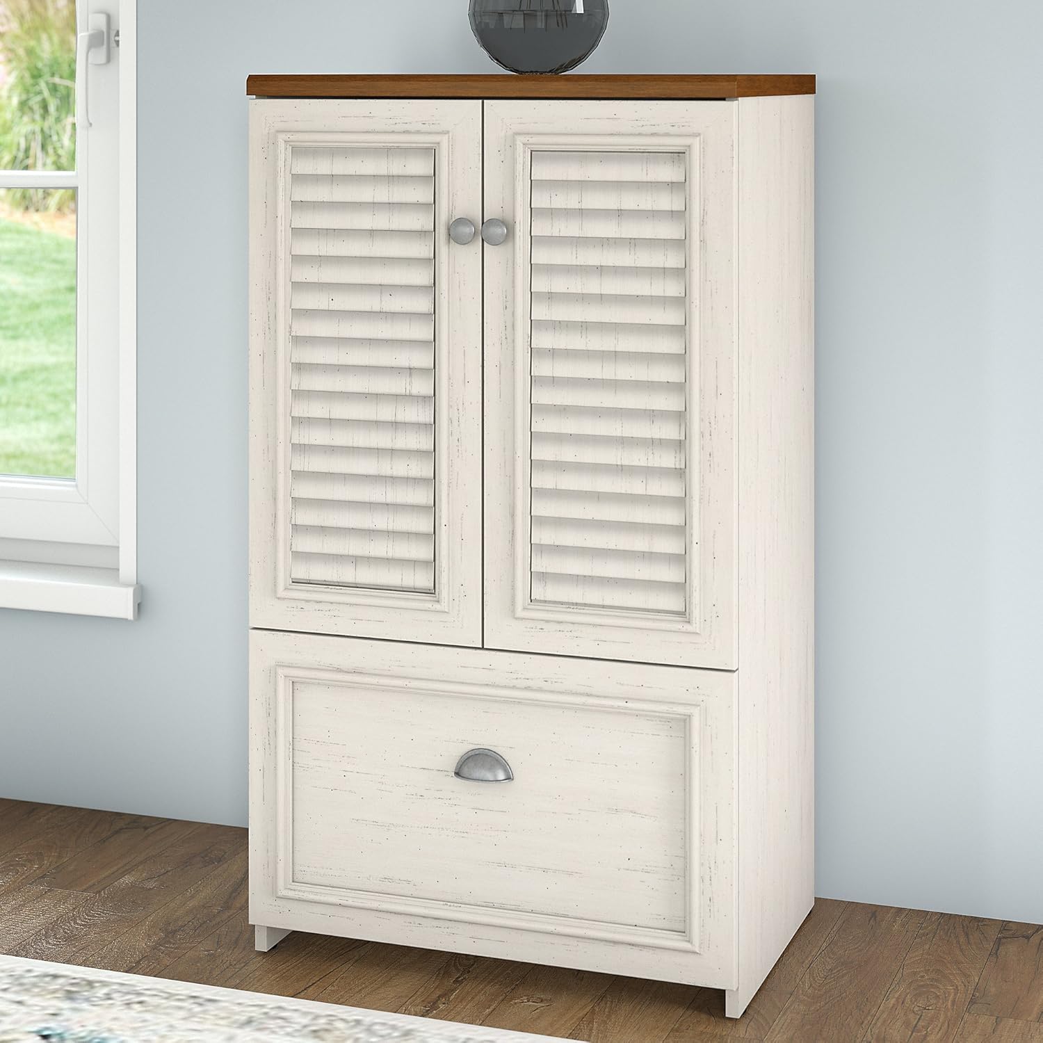 Bush Furniture Fairview Lateral File Cabinet In Antique White Office Cabinets