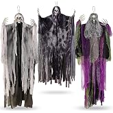 3PCS Hanging Halloween Skeleton Ghosts Decorations for Outdoor Indoor | 55.12" &amp; 47.24" Posable Grim Reaper Ghost Decorations for Halloween Yard Porch Garden Haunted House Outdoor Decorations