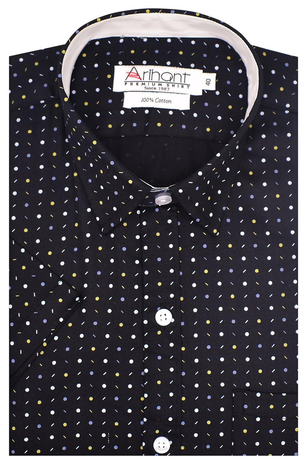 arihant men's printed half sleeves reguler fit 100% cotton formal shirts