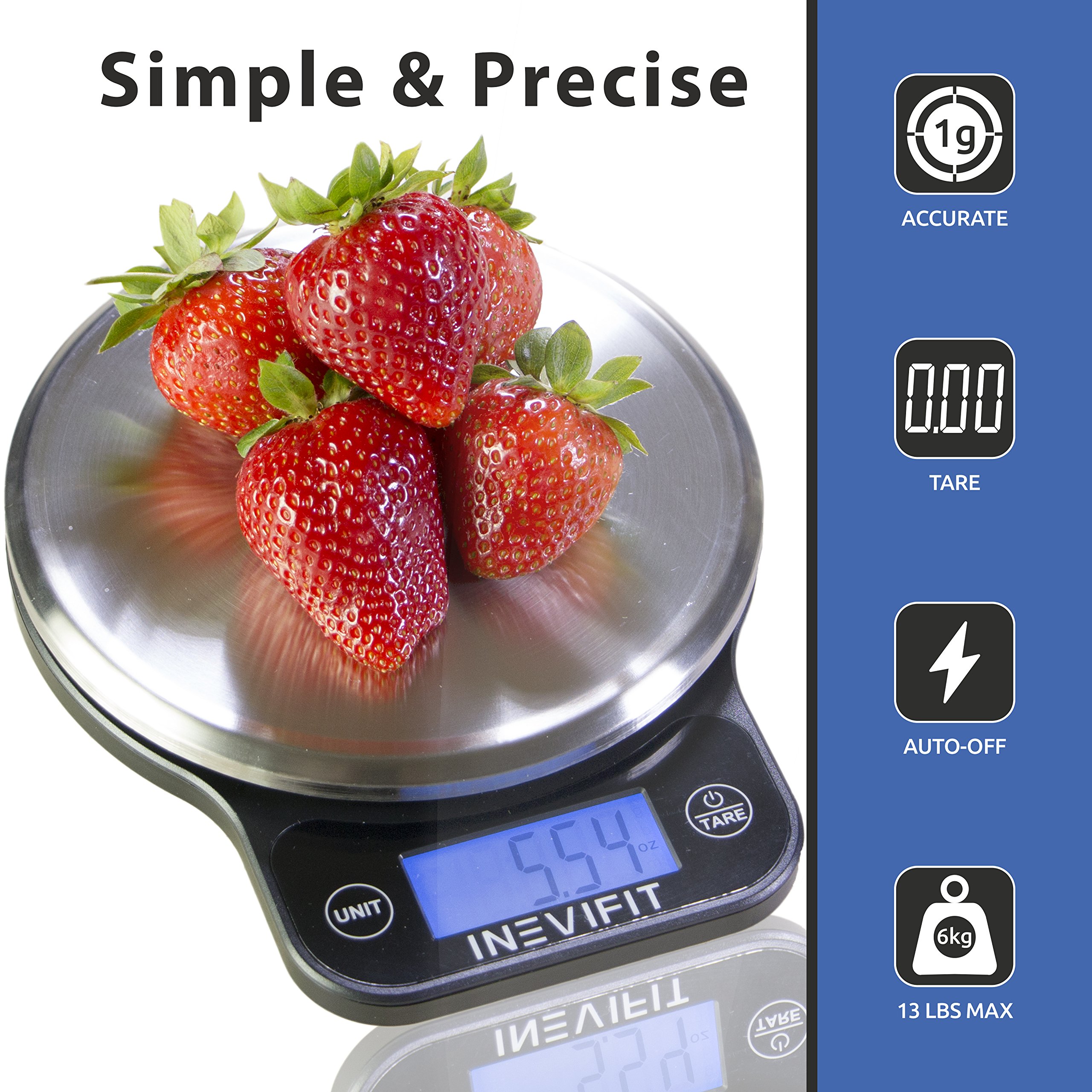 INEVIFIT Digital Kitchen Scale, Highly Accurate Multifunction Food