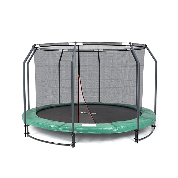 Ampel 24 Deluxe Ground Trampolin 305 cm komplett mit innenliegendem Netz, Sicherheitsnetz mit Stabilitätsring & 8 Stangen, fü