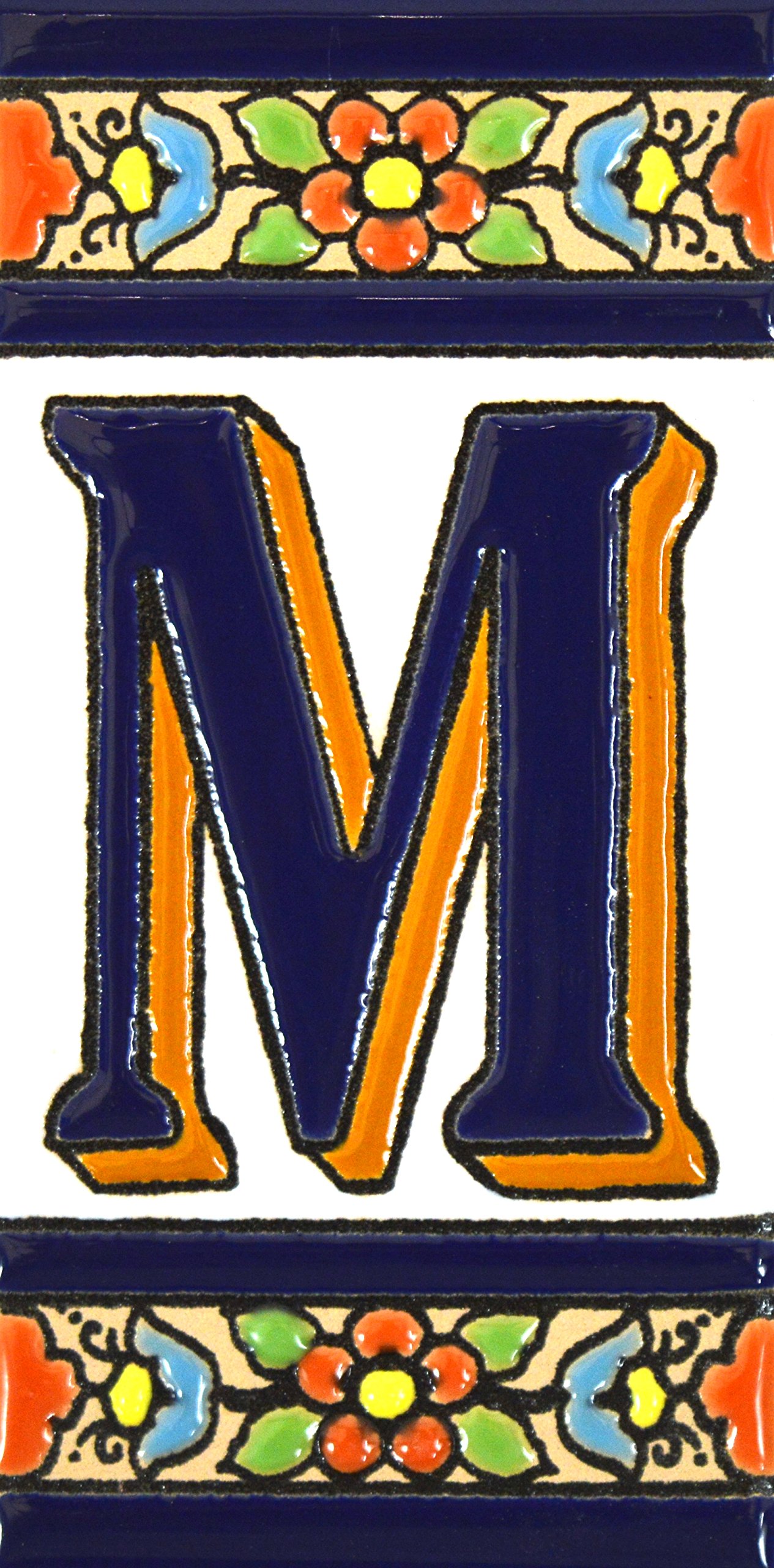 ART ESCUDELLERS House Letter M, 20.9 x 5.4 cm, Ceramic, Handpainted, Mediterranean Artisanal Style, Cuerda Seca Technique — image 1