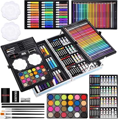 Halobios 144 Piece Deluxe Art Set Aluminium Case Painting Draw Pencils Pens