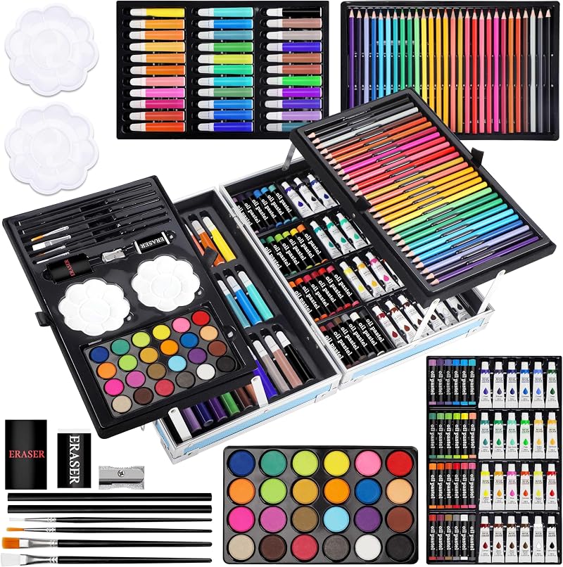 Halobios 144 Piece Deluxe Art Set Aluminium Case Painting Draw Pencils Pens