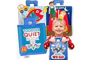 Curious Columbus Quiet Book – Away We Go Busy Book for Toddlers, Montessori Airplane Travel Toy for Preschool and Early Learning