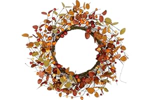 Furisin Fall Wreath for Front Door Autumn Wreath with Fall Berry,Eucalyptus Leaves for Front Door Indoor Outdoor Farmhouse Porch Home Festival Decoration