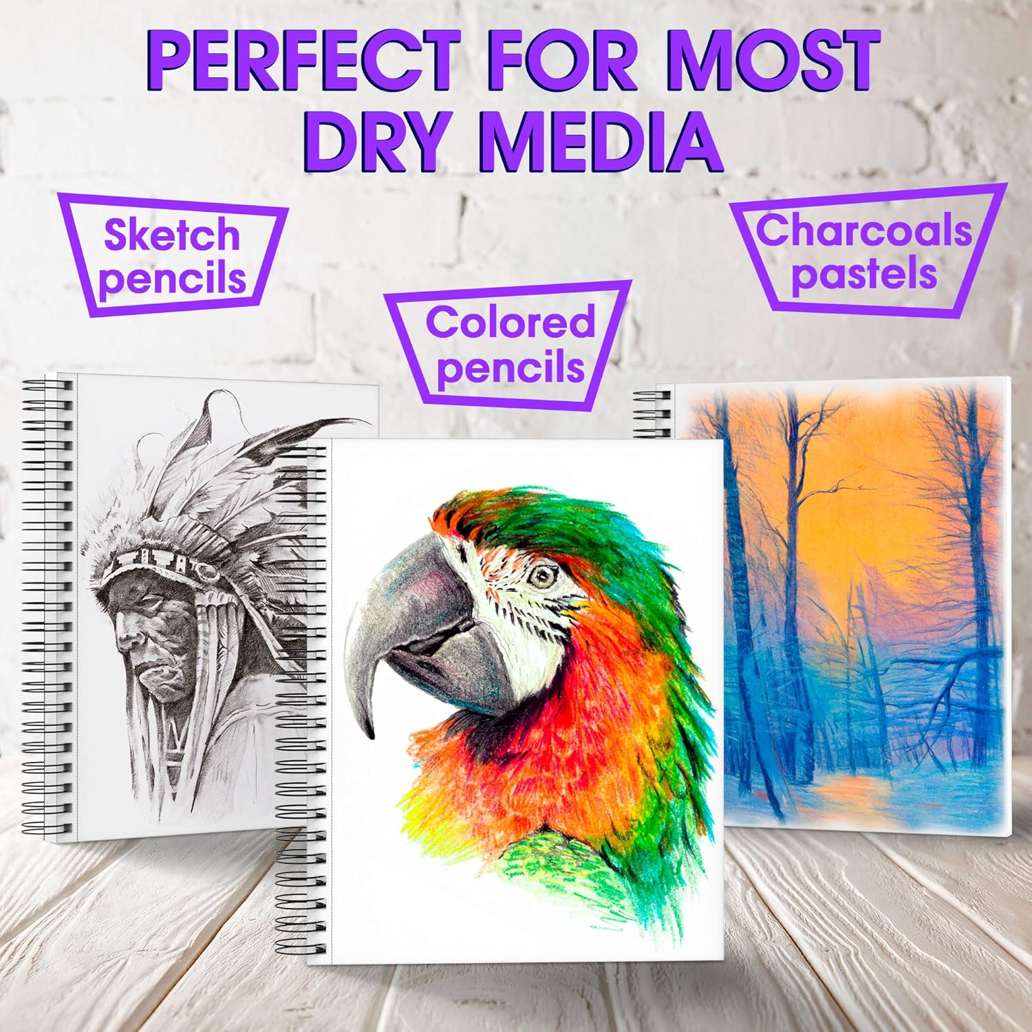 Artisto 9x12" Premium Sketch Book Set, Spiral Bound, Pack of 2, 200 Sheets (100g/m2), Acid-Free Drawing Paper, Ideal for Kids, Teens & Adults.: Arts, Crafts & Sewing