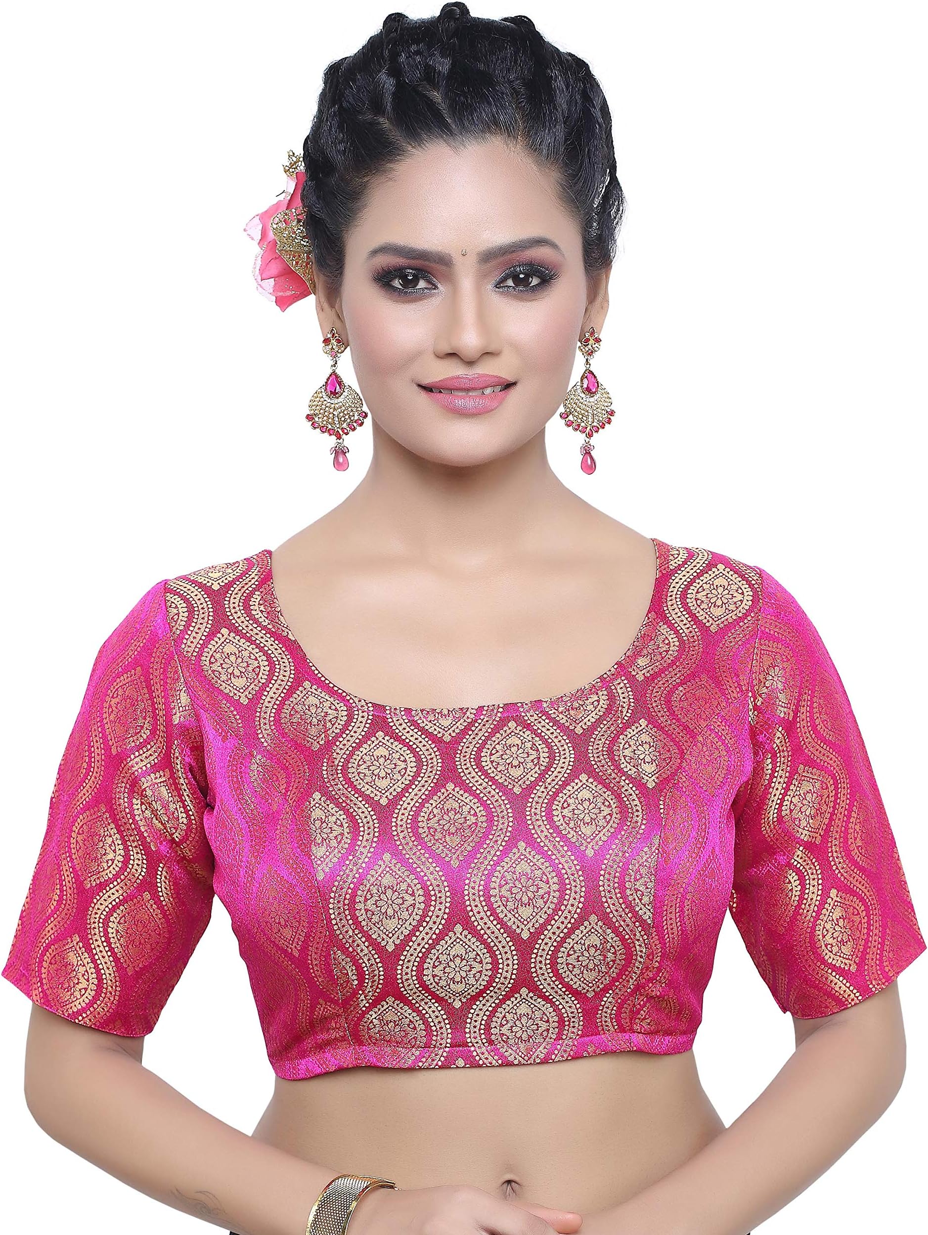 MADHU FASHION'S Traditional Rich Banarsi Brocade Readymade Stitched Blouse