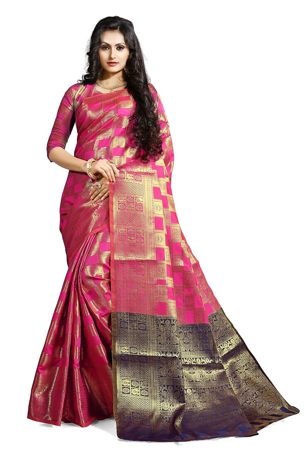 ruchika fashion women's kanjivaram silk saree with blouse piece material