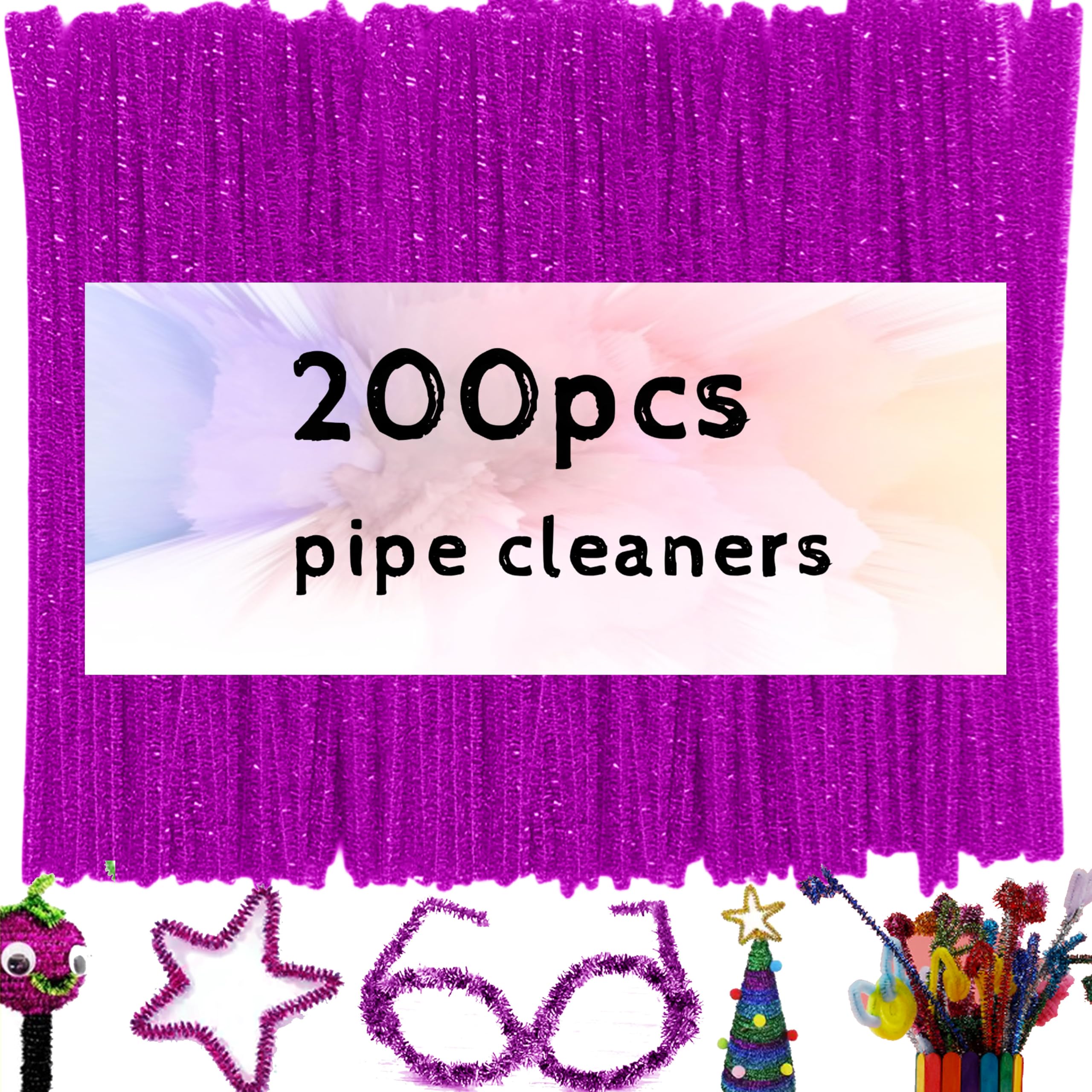 Photo 1 of 200pcs  Cleaners, Glitter Rose Red Pipe Cleaners Craft Supplies,Thick Chenille Stems Fuzzy Wire Sticks Holiday Decorations and School Supplies