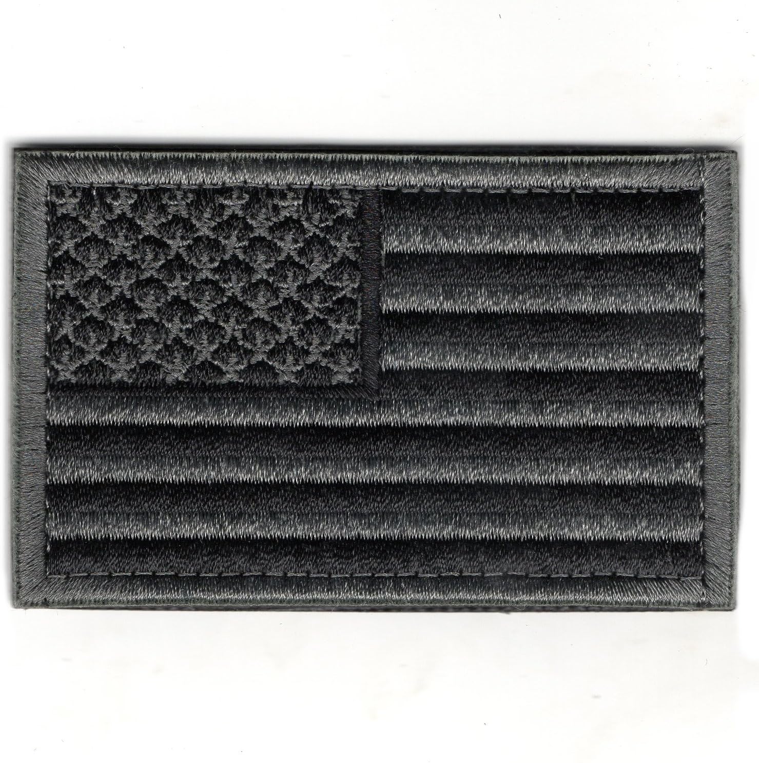 Tactical American Flag Patch Embroidered Military Morale Uniform Emblem with Hook and Loop (Stealth Black)