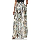 Trina Turk Womens Printed Metallic Silk Maxi Skirt