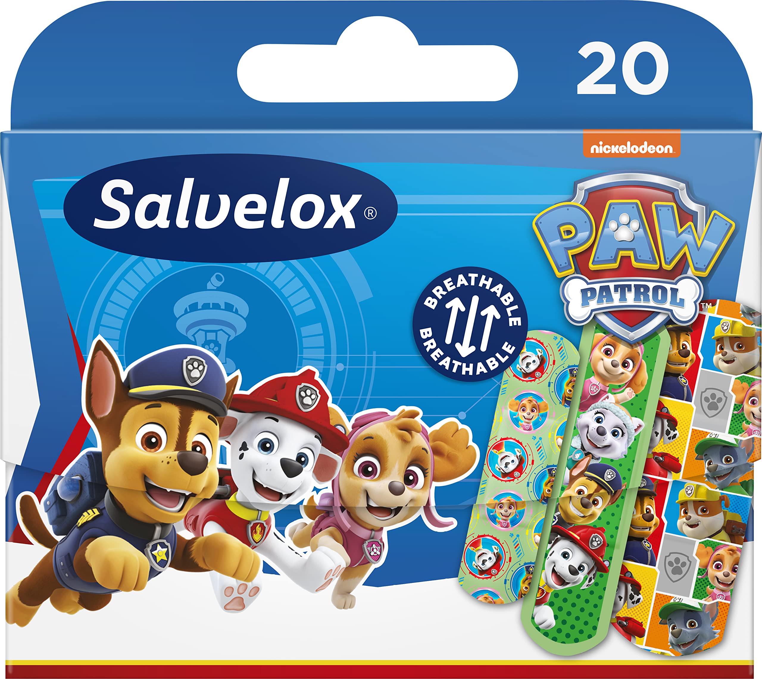 Salvelox ® | PAW Patrol Plasters | Flexible, Durable, Breathable and Waterproof and Dirt-Resistant Children's Plasters | Pack of 20