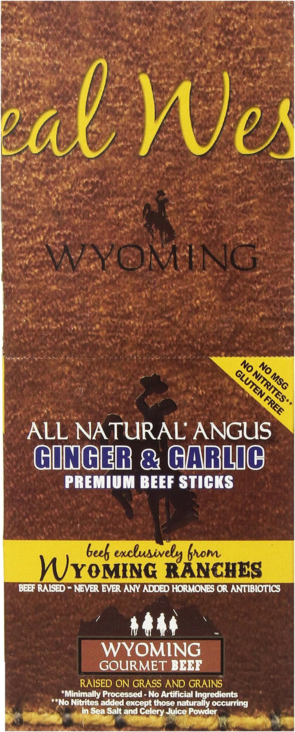 Wyoming Gourmet Beef All Natural Angus Ginger and Garlic Stick, 1 Ounce (Pack of 24)