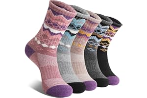 EBMORE Womens Merino Wool Hiking Socks Thermal Warm Winter Crew Cushion Work Boot Outdoor Socks 5 Pairs