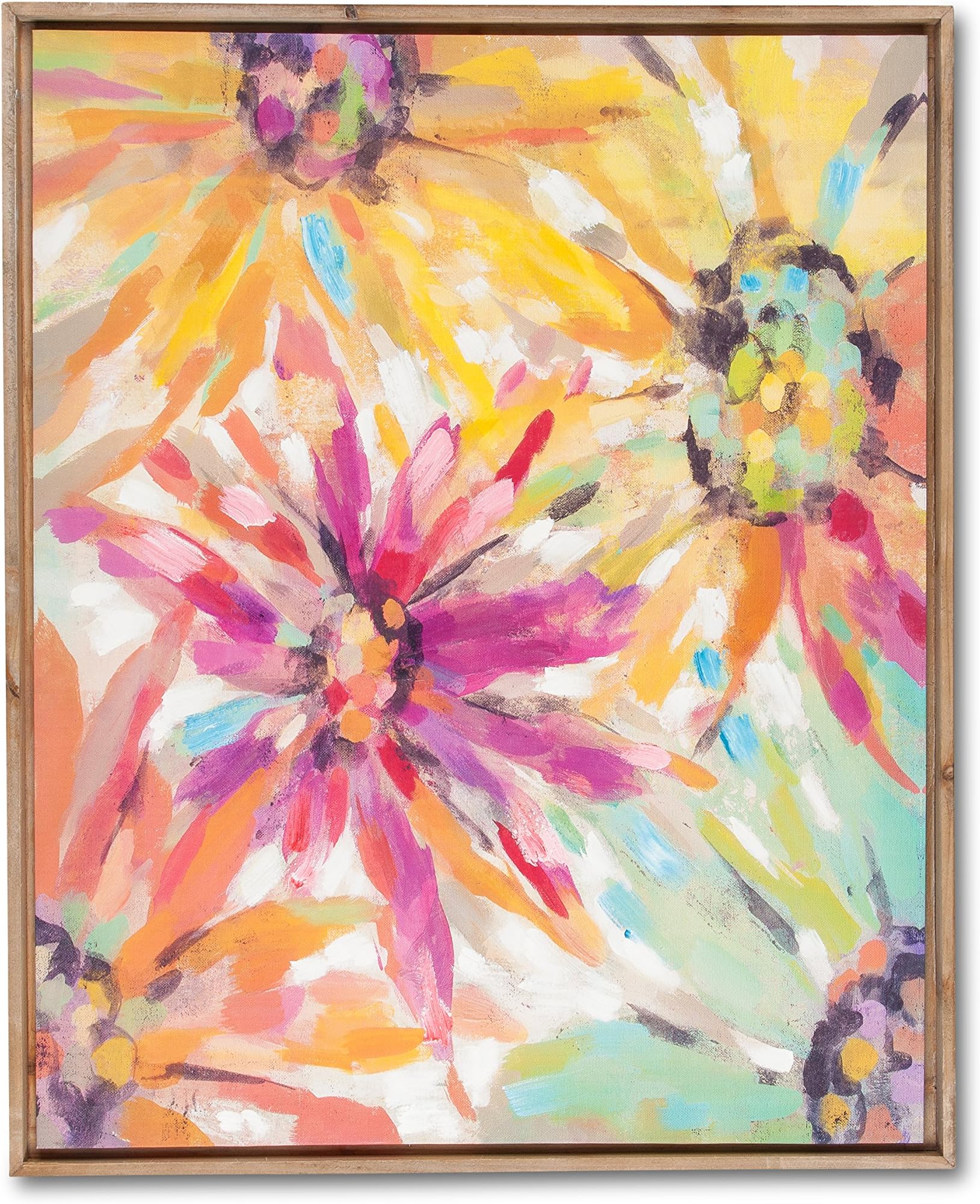 Lone Elm Canvas Flower with Wood Frame, Multicolor, 26" x 1.63" x 32.13"