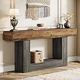 Tribesigns 63" Console Table, Farmhouse 2-Tier Entryway Table with U-Shaped Base, Narrow Long Wood Sofa Table Behind Couch Ta