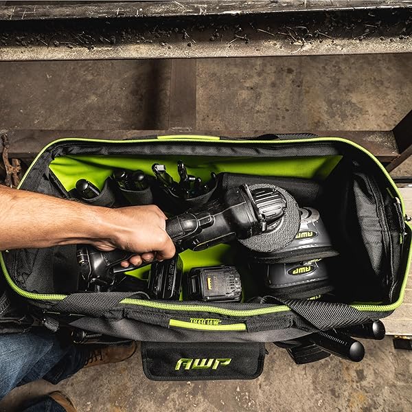 AWP TRAPJAW TOOL BAG 22 INCH | WIDE-OPEN EASY ACCESS TOOL BAG WITH MOLDED FEET BASE & ADJUSTABLE SHOULDER STRAP