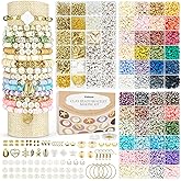 ClaBead 14000 Pcs Clay Beads Bracelet Making Kit for Adults, 3 Boxes 48 Colors Clay Beads for Bracelets Making, Jewelry Making Kits with Letter Beads for Girls 13-15, Friendship Bracelet Kit for Women