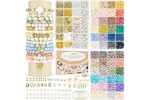 ClaBead 14000 Pcs Clay Beads Bracelet Making Kit for Adults, 3 Boxes 48 Colors Clay Beads for Bracelets Making, Jewelry Making Kits with Letter Beads for Girls 13-15, Friendship Bracelet Kit for Women