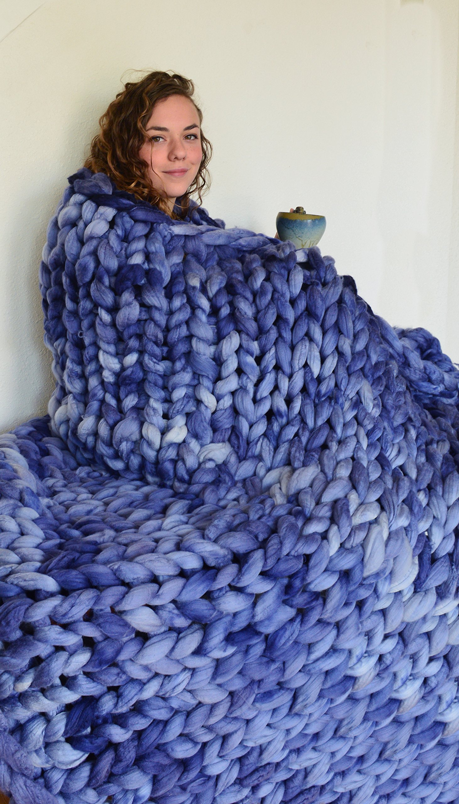 Chunky Knit Blanket- 100% hand dyed Merino Wool - Buy ...