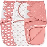 Unnivoll Baby Swaddles for Newborns with Zipper, 100% Cotton Newborn Swaddle Sack, 3 Pack Baby Swaddles 0-3 Months Swaddle Sleep Sack for Newborn Baby Boy Girl White Pink Rainbow