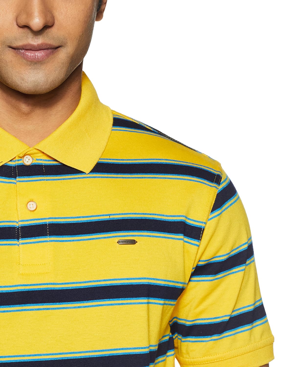 peter england men's striped regular fit synthetic polo