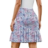PINSPARK Golf Skirts for Women 20" Modest Knee Length Skort Pleated Tennis Skirt with Shorts High Waisted Tummy Control Skort