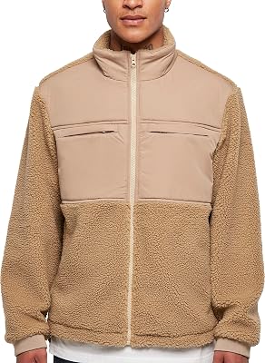 Casaco Sherpa Remendado, Bege, M para homens