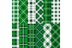 24 Sheets St. Patrick's Day Green Plaid Pattern Pad 11.8'' x 11.8'' St. Patrick's Day Scrapbook Paper Pad Green Plaid Pattern
