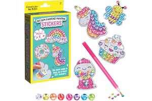 Creativity for Kids Big Gem Diamond Painting Stickers Mini Craft Kit: Create 8 Gem Art Stickers - DIY Kids Diamond Painting Kit, Unicorn Crafts for Girls, Screen Free Summer Activities (Ages 6+)
