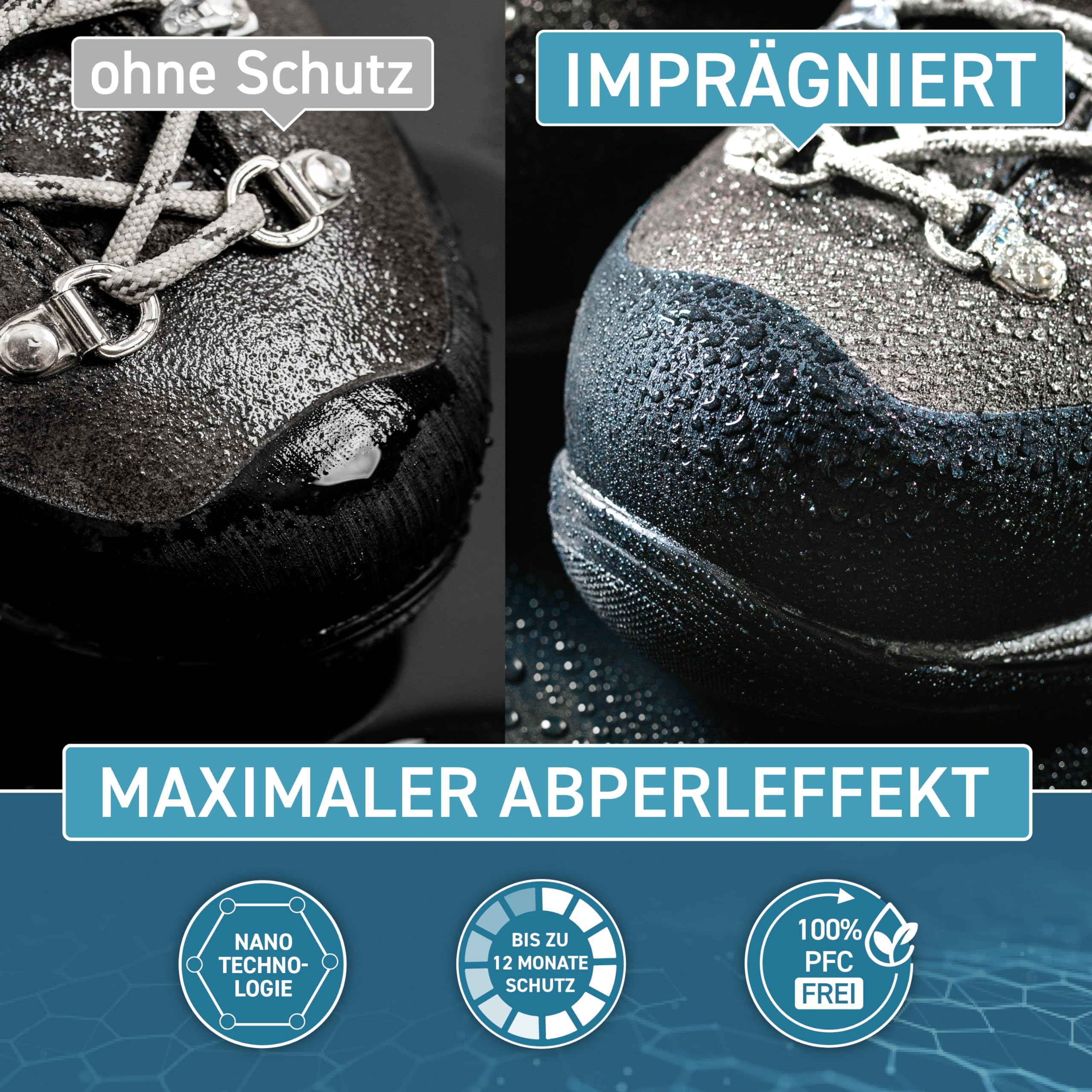 PLINTEX® Schuh Imprägnierspray 580ml - effektiv gegen Regen & Nässe - Schuh Textilien Imprägnierung 100% biologisch abbaubar - Schuhimprägnierung I Made in Germany 3