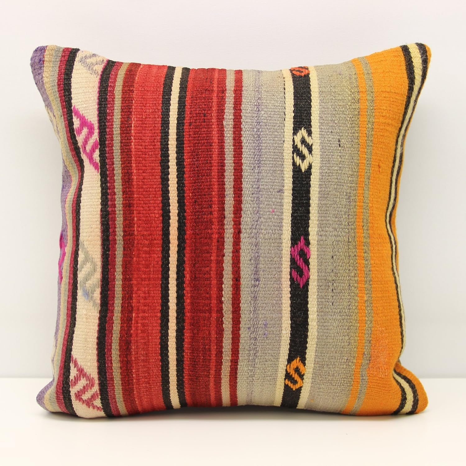 Kilim pillow 16x16 inch (40x40 cm) Decorative pillow Boho