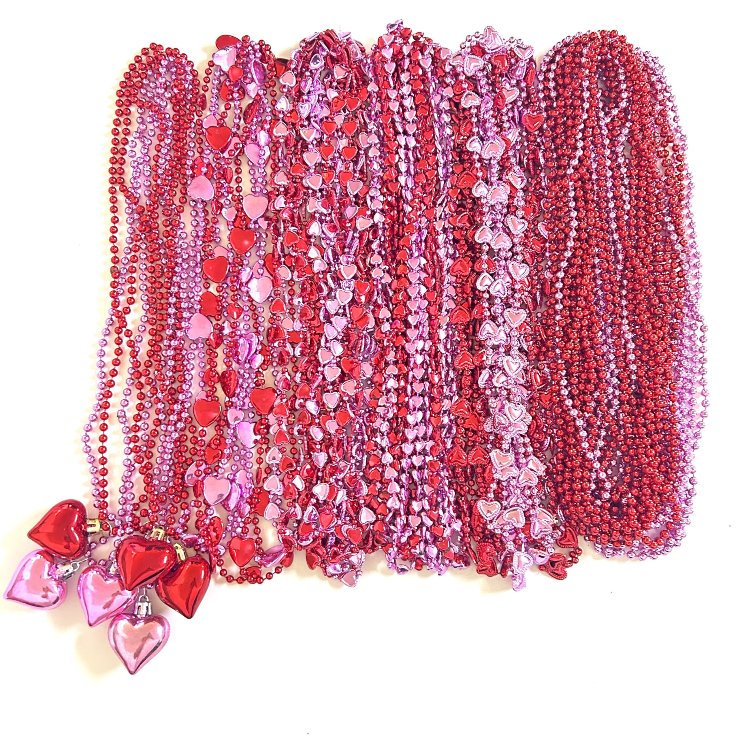 Photo 1 of GZYSSL 72 Pcs Valentines Day Heart Shaped Bead Necklaces Bulk Bachelorette Red Pink Love Sweet Beads Necklaces Valentine's Party Heart Shaped Decorations Gifts Supplies