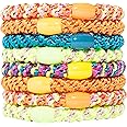 L. Erickson Grab & Go Pony - Monkey Business - 8 Pack Ponytail Holder Hair Ties - Orange Neon Mix 90s
