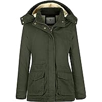 WenVen Women's Winter Thickened Warm Sherpa Lined Hooded Cotton Jacket