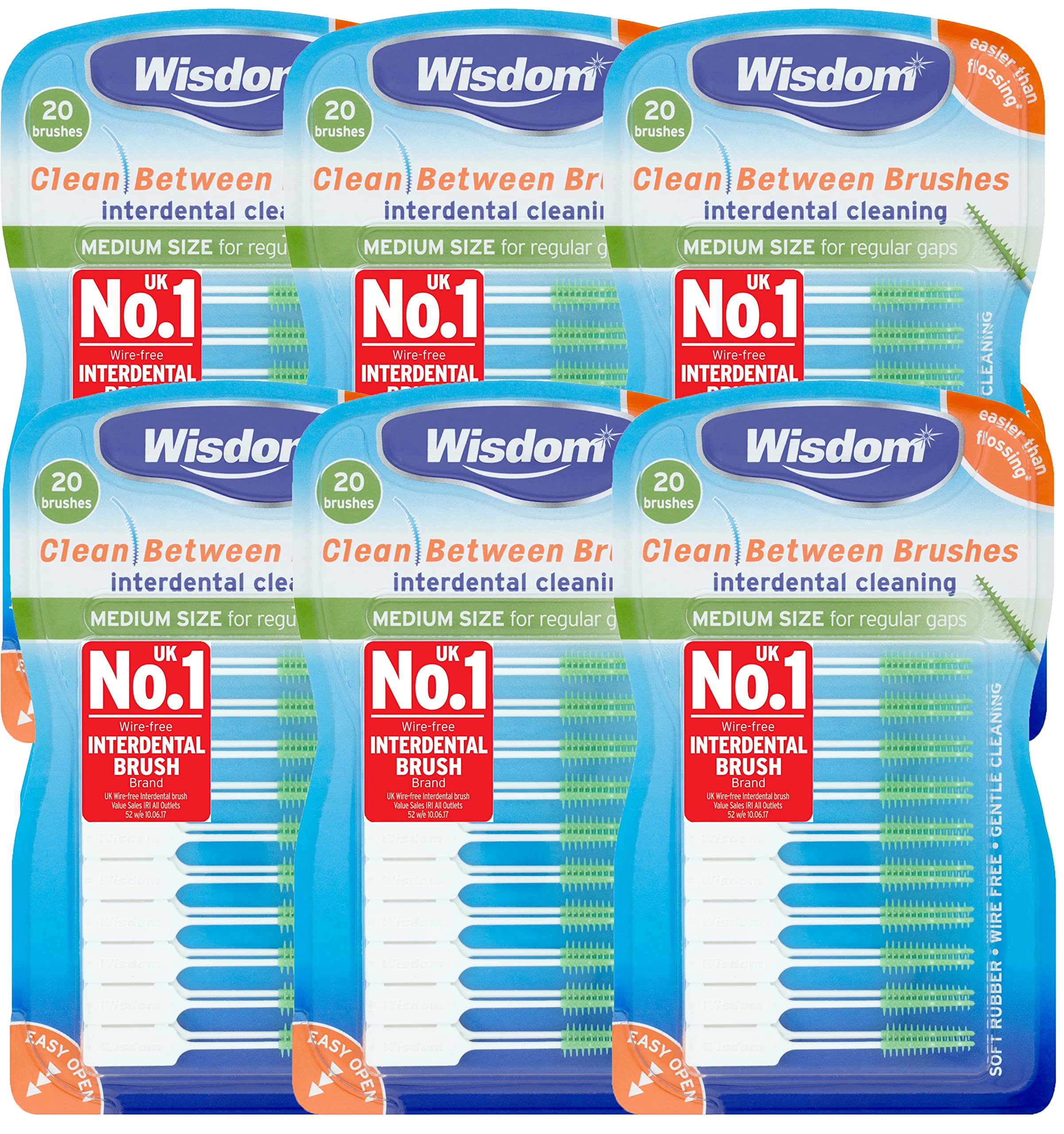 Wisdom Clean Between Interdental Medium Brushes, Green, Pack of 120