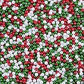 Qumenan 1600Pcs 6mm Christmas Color Pearl Beads Red Green and White Beads Mini Christmas for Ornament Making Xmas Home Decoration DIY Necklace Earrings Hair Crafts