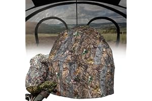 FUNHORUN Hunting Chair Blind, 1/2 Man One-Way See Through Ground Blind, Portable 1/2 Person Camouflage Chair Tent with Carrying Bag