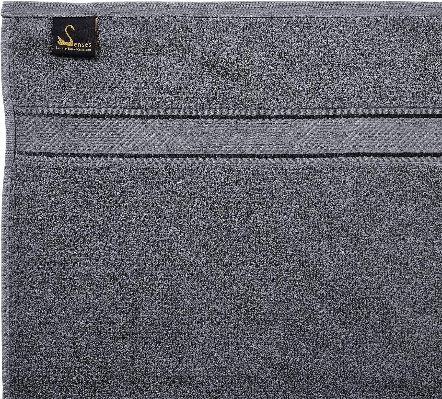 Senses Textured Rice Weave 6 pc Bathroom Towel Set, All Cotton 550 GSM (Charcoal Color): Home & Kitchen