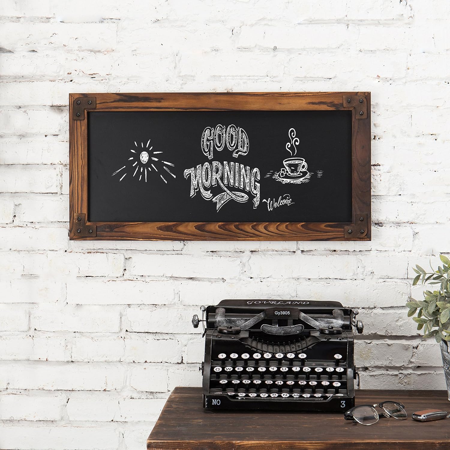 MyGift 12 X 25-Inch Wall-Mounted Erasable Chalkboard with Dark Brown Wood Frame : Office Products