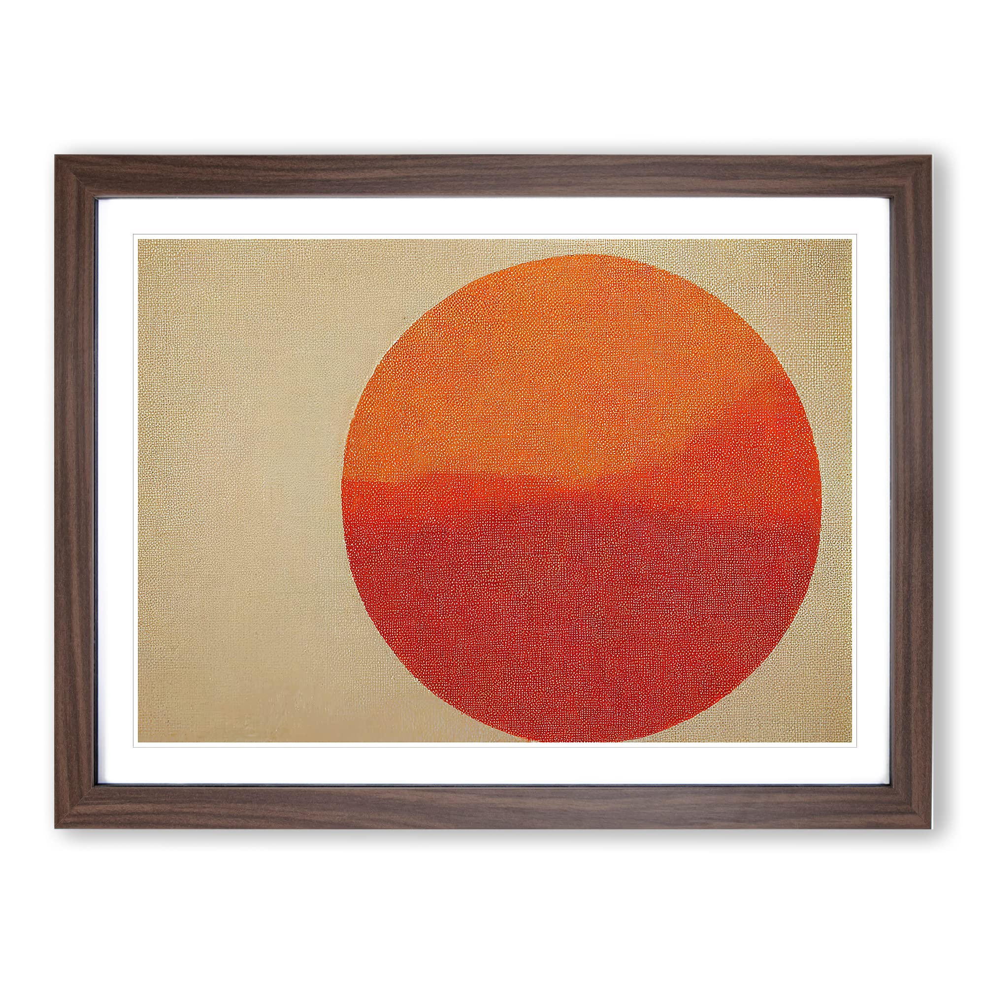 Orange Sunset Abstract WHT Framed Print | A4 Walnut Framed Wall Art | Ready to Hang | Abstract Landscape Picture | Living Room Bedroom Lounge Office