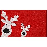 Calloway Mills 101802436 Peeking Reindeer Doormat, 24" x 36", Red/White