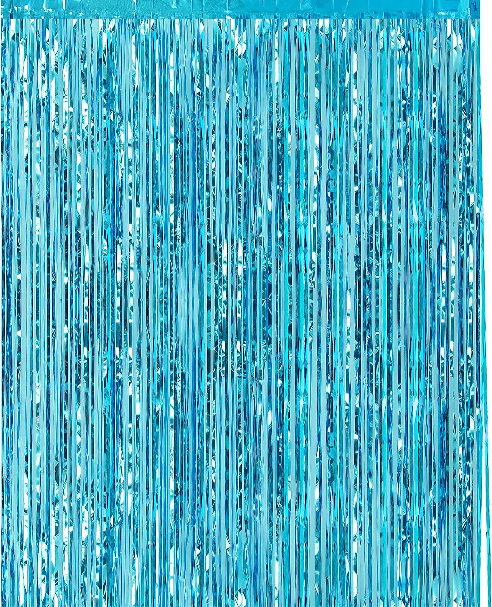 CHRORINE Light Blue Metallic Tinsel Curtain 6.5ft Door Fringe