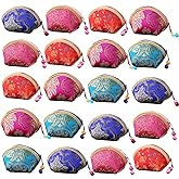 MIAO JIN 20Pcs Silk Coin Purse Zipper Purse Embroidery Sugar Jewelry Bag Lipstick Container Coin Wallet Gift Bag